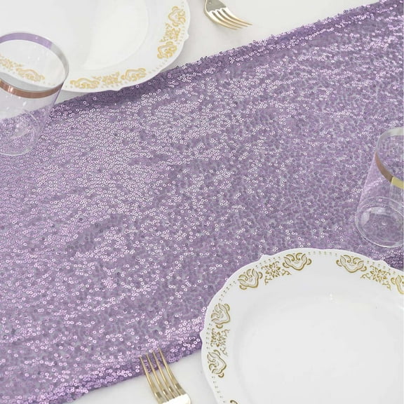 Efavormart Lavender Sequin Premium Table Runners For Weddings Birthday Parties Banquets Decor Fit Rectangle and Round Table 108x12"