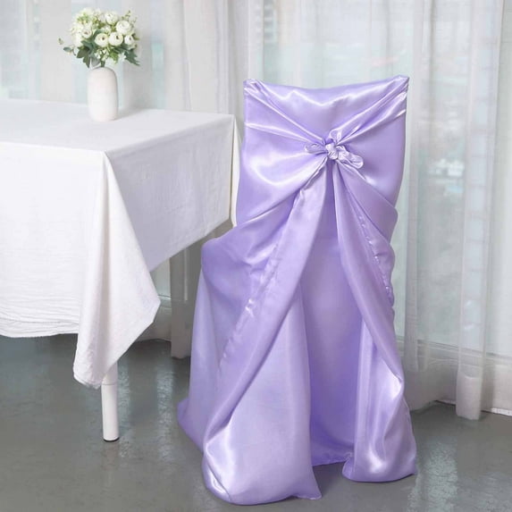 Efavormart Lavender Chair Covers for Party 1 Set Universal Satin Self Tie Banquet Folding Wedding Chair Cover - Fit on Most Chairs - Easy Use & Machine Wash Slipcovers for Outdoor Events