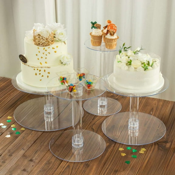 Efavormart Lovely 4 Tier XL Acrylic Crystal Glass Clear Cake Dessert Decorating Stand For Birthday Xmas Party Wedding
