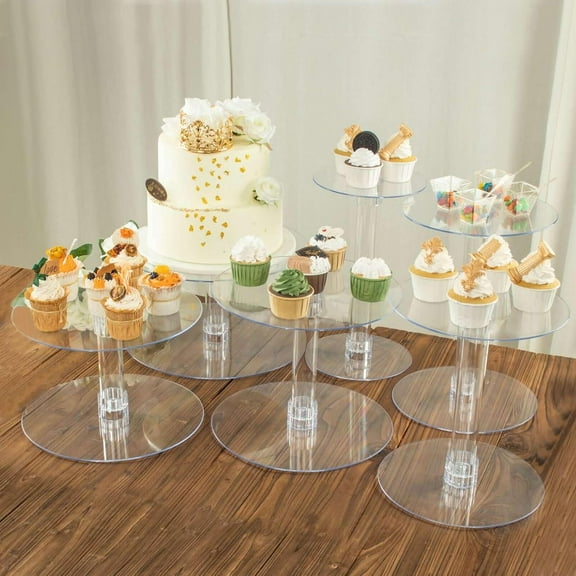 Efavormart Lovely 6 Tier Heavy Duty Acrylic Crystal Glass Clear Cake Dessert Decorating Stand for Birthday Party Wedding