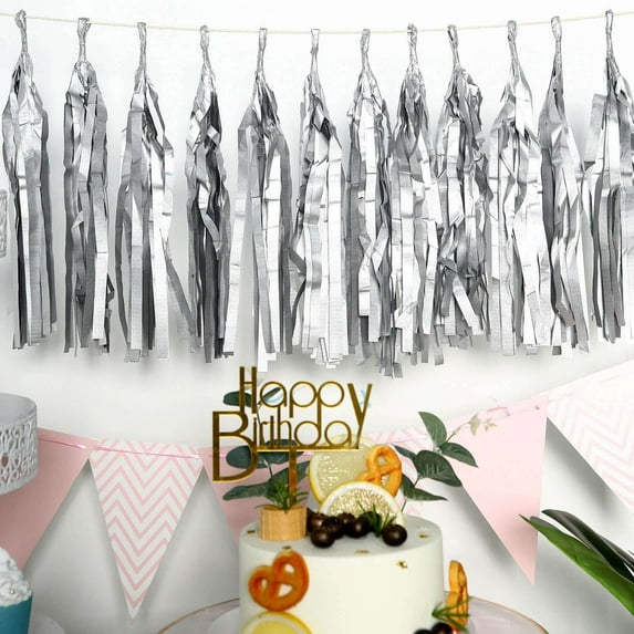 Efavormart Mesmerizing Paper Tassel Garland For Wedding Birthday Party Dance Banquet Event Decoration 12/pk Metallic Silver