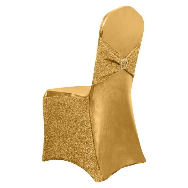 Efavormart Metallic Gold Shimmer Tinsel Spandex Banquet Chair Cover ...
