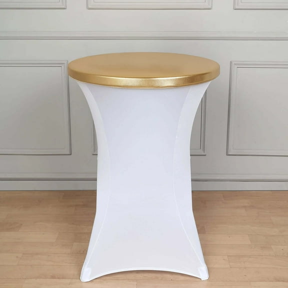 Efavormart Metallic Gold Spandex Stretch Fitted Cocktail Table Top Cover
