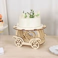 thumbnail image 1 of Efavormart Natural Wooden Carriage Wedding Cake Stand, Laser Cut Cupcake Holder with 12" Round Display Plate, 1 of 11