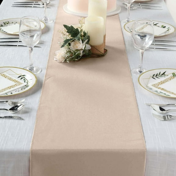 Efavormart Nude Polyester Table Runner For Weddings Birthday Party Banquets Decor Fit Rectangle and Round Table - 12"X108"