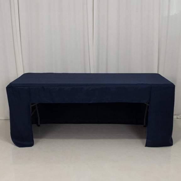 Efavormart Open Back Fitted Polyester Rectangle Tablecloth 72"x30" Navy Blue - Trade Show Table Cover