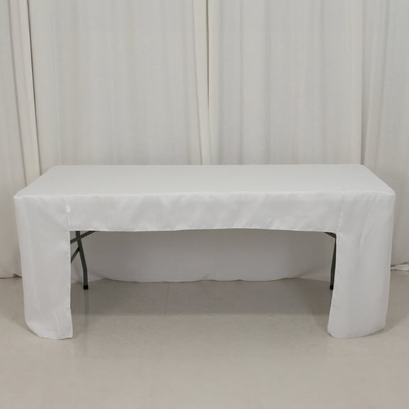 Efavormart Open Back Fitted Polyester Rectangle Tablecloth 72"x30" White - Ideal for Trade Shows and Displays