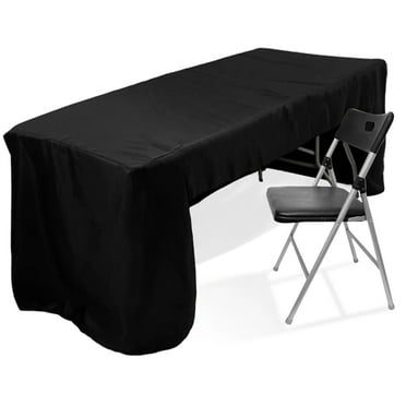 Efavormart Open Back Fitted Polyester Rectangle Tablecloth 96"x30" Black - Ideal for Trade Shows and Events