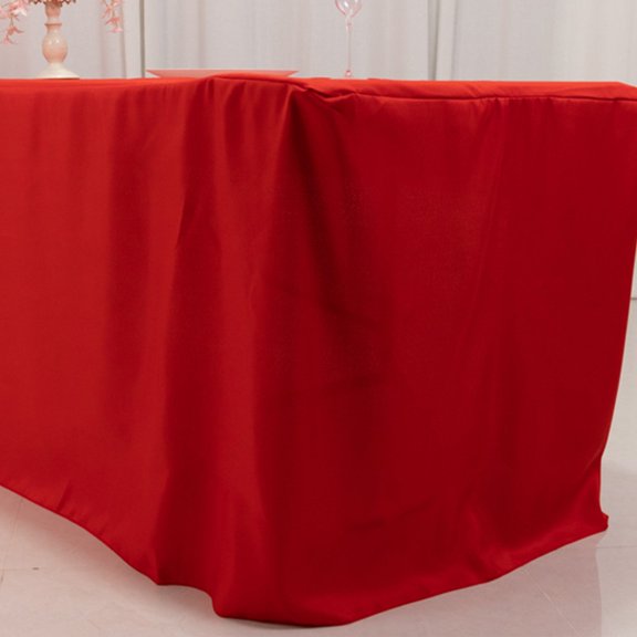 Efavormart Open Back Fitted Polyester Rectangle Tablecloth 96"x30" Red - Ideal for Trade Shows and Events