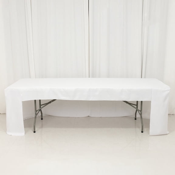 Efavormart Open Back Fitted Polyester Rectangle Tablecloth 96"x30" White - Ideal for Trade Shows and Events