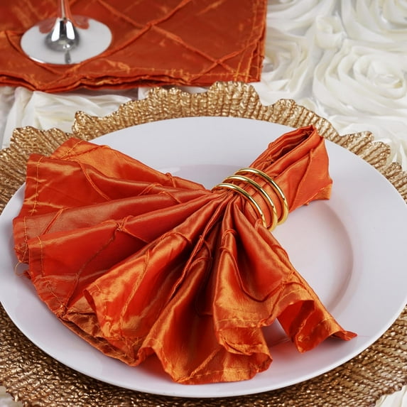 Efavormart Orange Pack of 25 Premium Washable Pintuck Napkins Great for Wedding Party Restaurant Dinner Party Holiday Dinner