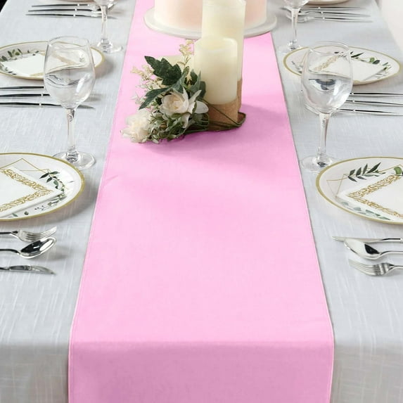 Efavormart PINK Premium Polyester Table Top Runner For Weddings Birthday Party Banquets Decor Fit Rectangle and Round Table