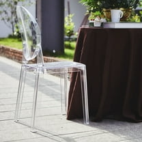Efavormart Pack of 1 | Clear Transparent Banquet Ghost Chair  Armless Stacking Accent Chair with Oval Back  Acrylic, invisible Plastic Construction, Unique Style
