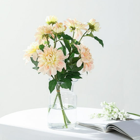 Efavormart Pack of 2 - 31" Rose Gold / Cream Dahlia Flower Stem, Silk Flower Spray for DIY, Weddings, Bridal Bouquets, Parties, Anniversary, Home, Centerpieces, Garden, Flowers Décor