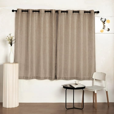 Efavormart Pack of 2 52"x96" Beige Faux Linen Curtains, Semi Sheer ...