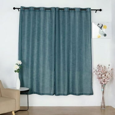 Efavormart Pack of 2 52"x96" Beige Faux Linen Curtains, Semi Sheer ...