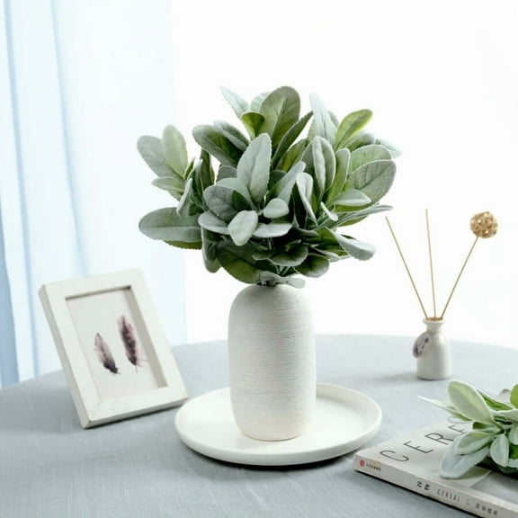 Efavormart Pack of 4 - 12" Frosted Green Artificial Flocked Lambs Ear Leaf Spray for DIY, Wedding, Home, Bridal Bouquets, Centerpieces, Vase Decorations, Floral Arrangement