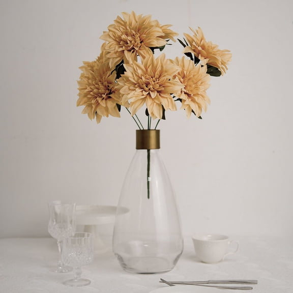 Efavormart Pack of 2 | 20" Champagne Dahlia Flower Bushes, Artificial Wedding Bouquets