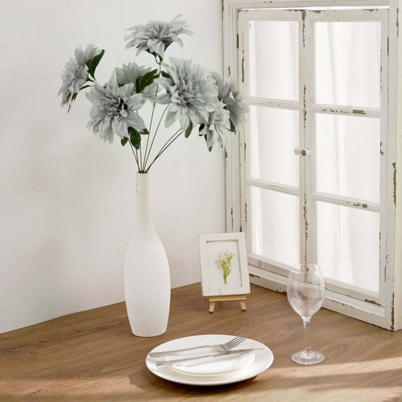 Efavormart Pack of 2 | 20" Silver Dahlia Flower Bushes, Artificial Wedding Bouquets