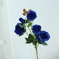thumbnail image 1 of Efavormart Pack of 2 | 33" Silk Long Stem Roses, Faux Flowers Rose Bouquet - ROYAL BLUE, 1 of 10