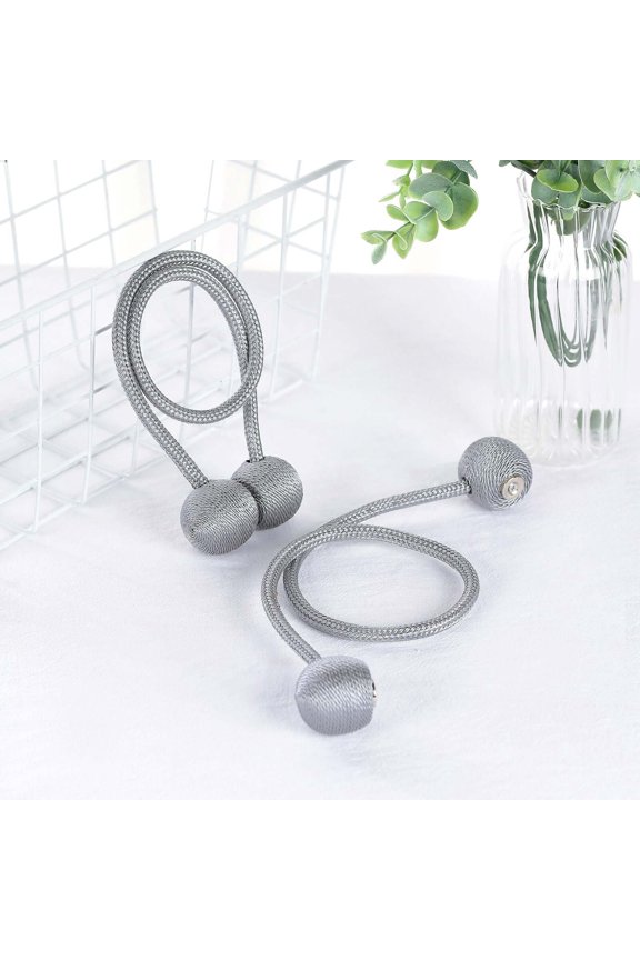 Pack of 2 Silver Magnetic Curtain Tie Backs for Window Curtains and Drapes Tiebacks Convenient Drape Decorative Rope Holdback Holder