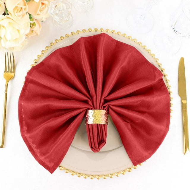 Efavormart Pack of 25 Premium RED 20" x 20" Washable Polyester Napkins Great for Wedding Party ...