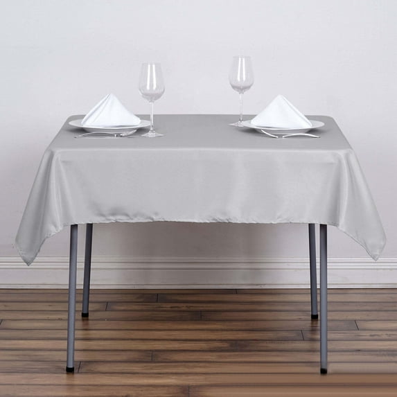 Efavormart Pack of 5 | 54x54" SILVER Wholesale Linens Seamless Polyester Square Linen Tablecloth For Wedding Banquet Party Restaurant
