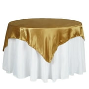 Efavormart Pack of 5 | 60" SATIN Square Tablecloth Overlay For Wedding Catering Party Table Decorations GOLD Square Tablecloth Cover