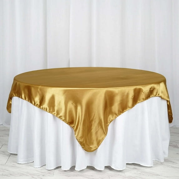 Efavormart Pack of 5 | 72" SATIN Square Tablecloth Overlay For Wedding Catering Party Table Decorations GOLD Square Tablecloth Cover