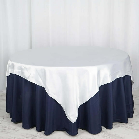 Efavormart Pack of 5 | 72" SATIN Square Tablecloth Overlay For Wedding Catering Party Table Decorations WHITE Square Tablecloth Cover