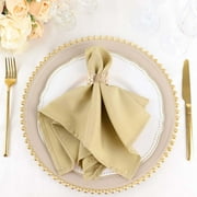Efavormart Cloth Napkins Set of 5, 17x17 Inch Champagne Seamless Dinner Napkins, Washable Linen Table Napkin Cloth with Hemmed Edges for Weddings, Party and Banquet