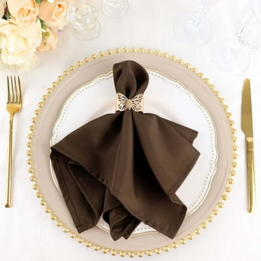 Efavormart Pack of 5 CHOCOLATE Premium 17" x 17" Washable Polyester Napkins Great for Wedding Party Restaurant Dinner Parties