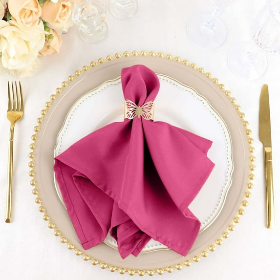 Efavormart Pack of 5 FUSHIA Premium 17" x 17" Washable Polyester Napkins Great for Wedding Party Restaurant Dinner Parties