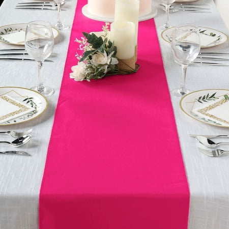 Efavormart Pack of 5 | FUSHIA Premium Polyester Table Top Runner For Weddings Birthday Party Banquets Decor Fit Rectangle and Round Table