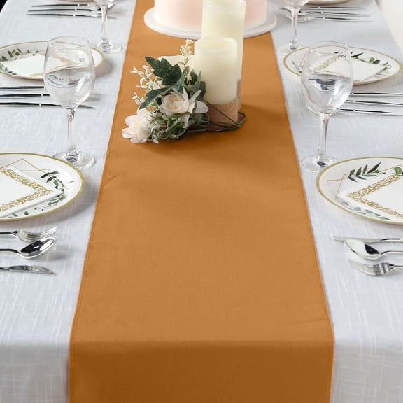Efavormart 5PCS of GOLD Premium Polyester Table Top Runner For Weddings Birthday Party Banquets Decor Fit Rectangle and Round Table