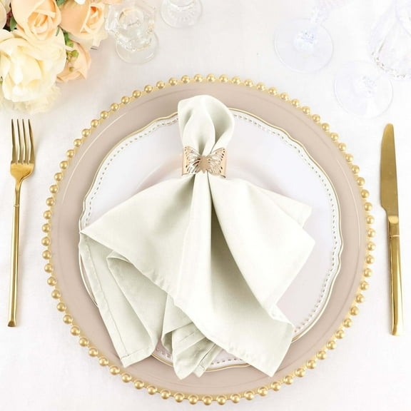 Efavormart Pack of 5 IVORY Premium 17" x 17" Washable Polyester Napkins Great for Wedding Party Restaurant Dinner Parties