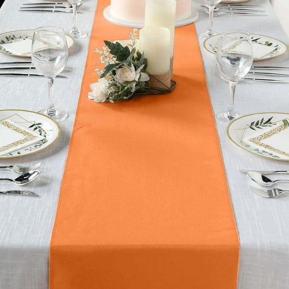 Efavormart Pack of 5 | ORANGE Premium Polyester Table Top Runner For Weddings Birthday Party Banquets Decor Fit Rectangle and Round Table