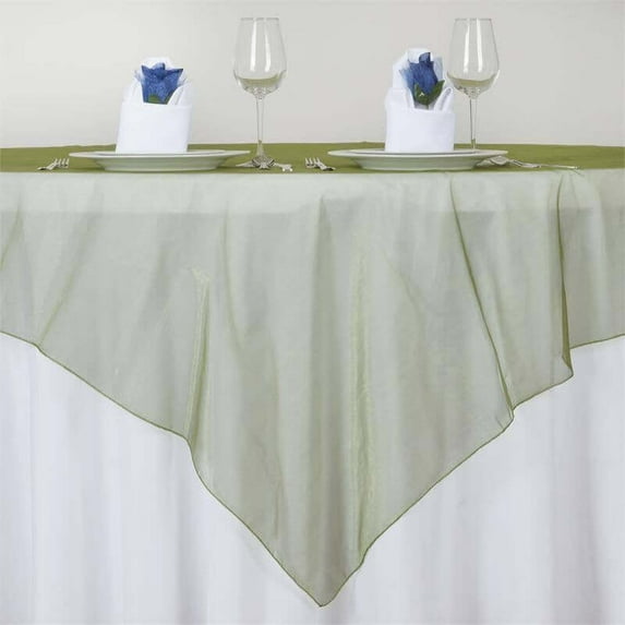 Efavormart 5pcs Organza Square Tablecloth Overlay 72x72"-Moss / Willow Square Tablecloth Cover For Wedding Party Event Banquet