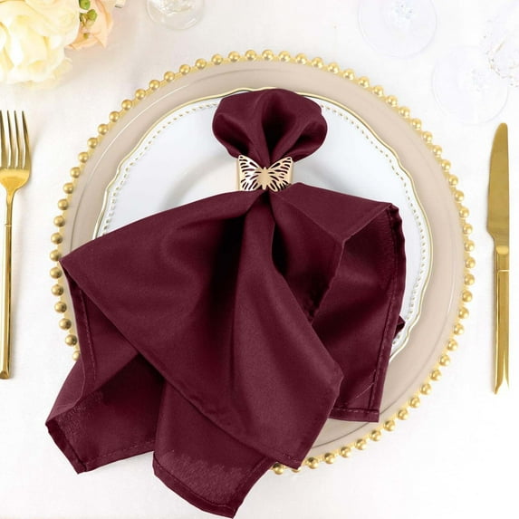 Efavormart Cloth Napkins Set of 5, 20x20 Inch Burgundy Seamless Dinner Napkins, Washable Linen Table Napkin Cloth with Hemmed Edges for Weddings, Party and Banquet
