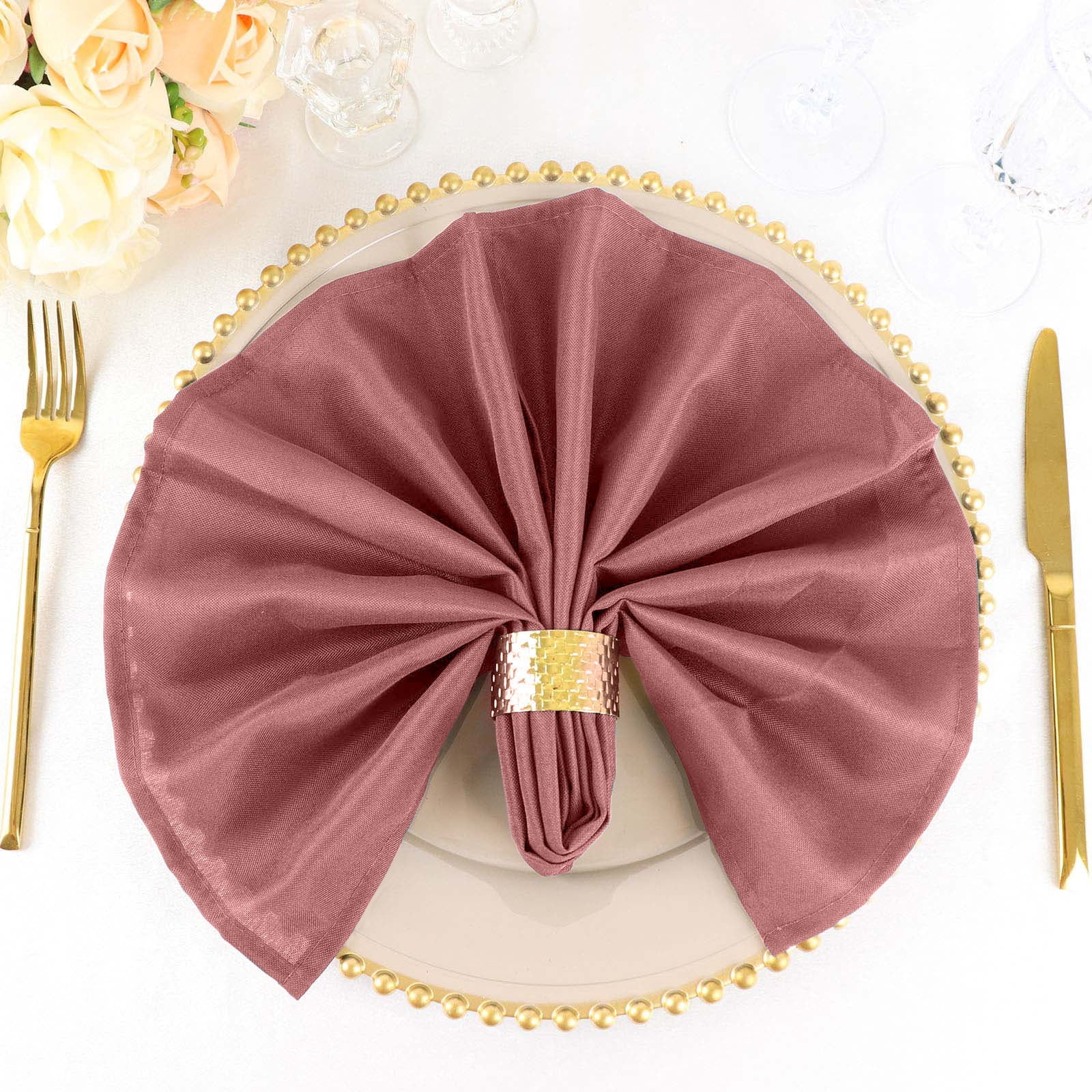 Efavormart Pack of 5 Premium Cinnamon Rose 20" x 20" Washable Polyester ...