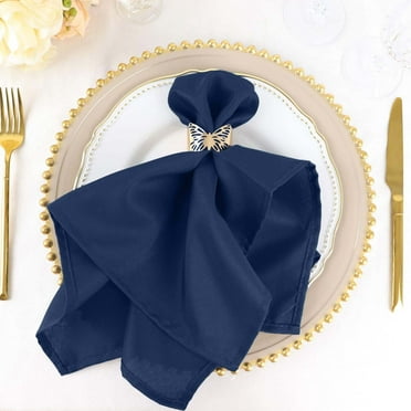 Efavormart Pack of 5 Premium NAVY BLUE 20" x 20" Washable Polyester Napkins Great for Wedding Party Restaurant Dinner Parties
