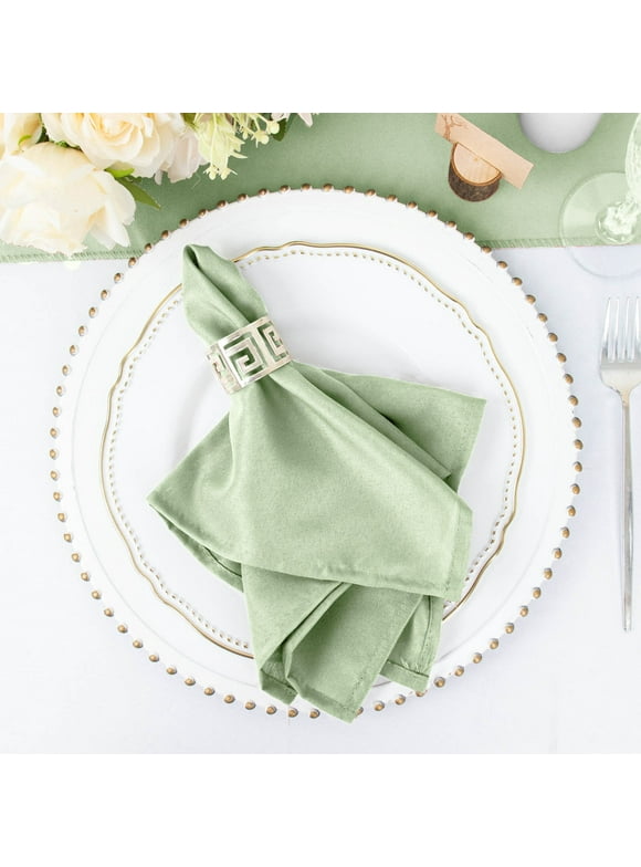 Efavormart Pack of 5 SAGE GREEN Premium 17" x 17" Washable Polyester Napkins Great for Wedding Party Restaurant Dinner Parties