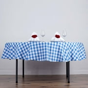 Efavormart Perfect Picnic Inspired Blue/White Checkered 70" Round Polyester Tablecloths For Party Event Decor