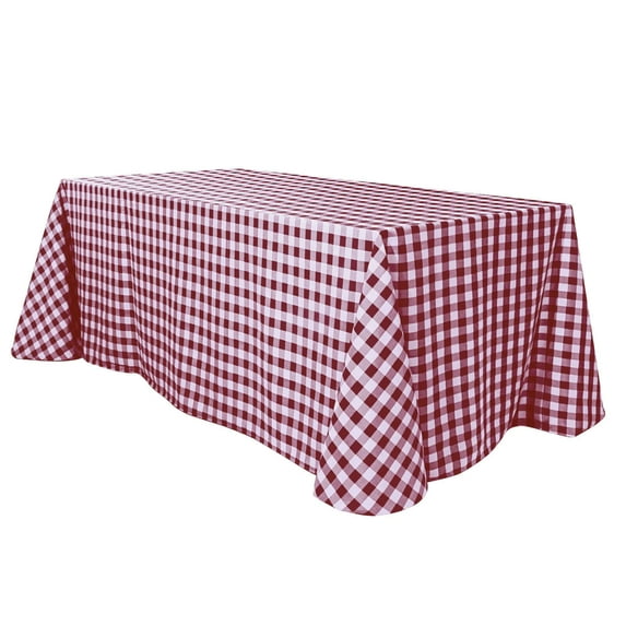 Efavormart Perfect Picnic Inspired Burgundy Checkered 90x132" Polyester Tablecloths For Party Event Decor