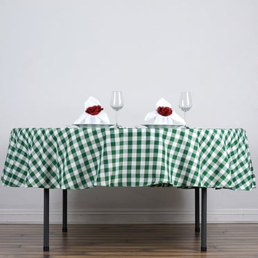 Efavormart Perfect Picnic Inspired Green/White Checkered 70" Round Polyester Tablecloths For Party Event Decor