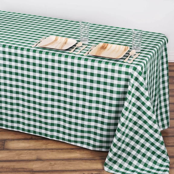 Efavormart Perfect Picnic Inspired Green/White Checkered 90x132" Polyester Tablecloths For Party Event Decor