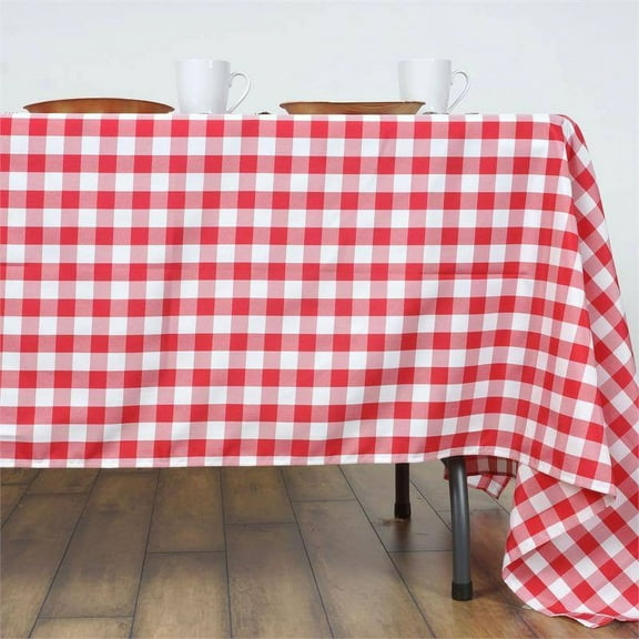 Efavormart Perfect Picnic Inspired Red/White Checkered 60x126" Polyester Tablecloths For Party Event Decor