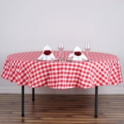 Efavormart Perfect Picnic Inspired Red/White Checkered 90" Round Polyester Tablecloths For Party Event Decor