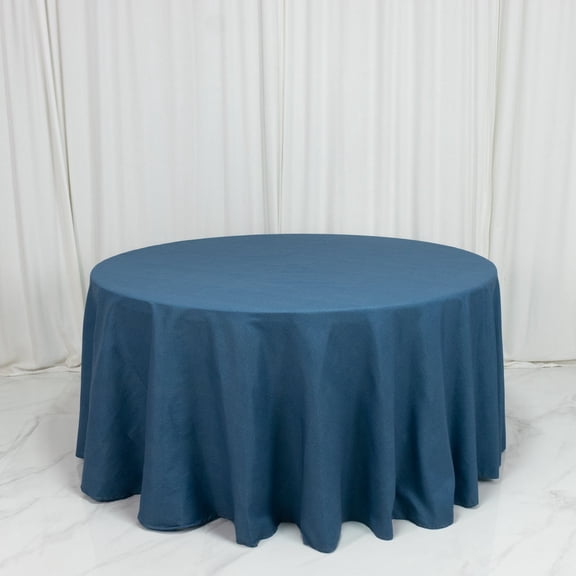 Efavormart Polyester Round Tablecloth 120" Denim Blue with Faux Denim Design – Seamless Finish for Modern Events