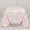 thumbnail image 1 of Efavormart Polyester Square Tablecloth 70"x70" White with Pink French Toile Pattern - Sophisticated Table Cover for Chic Weddings & Events, 1 of 8